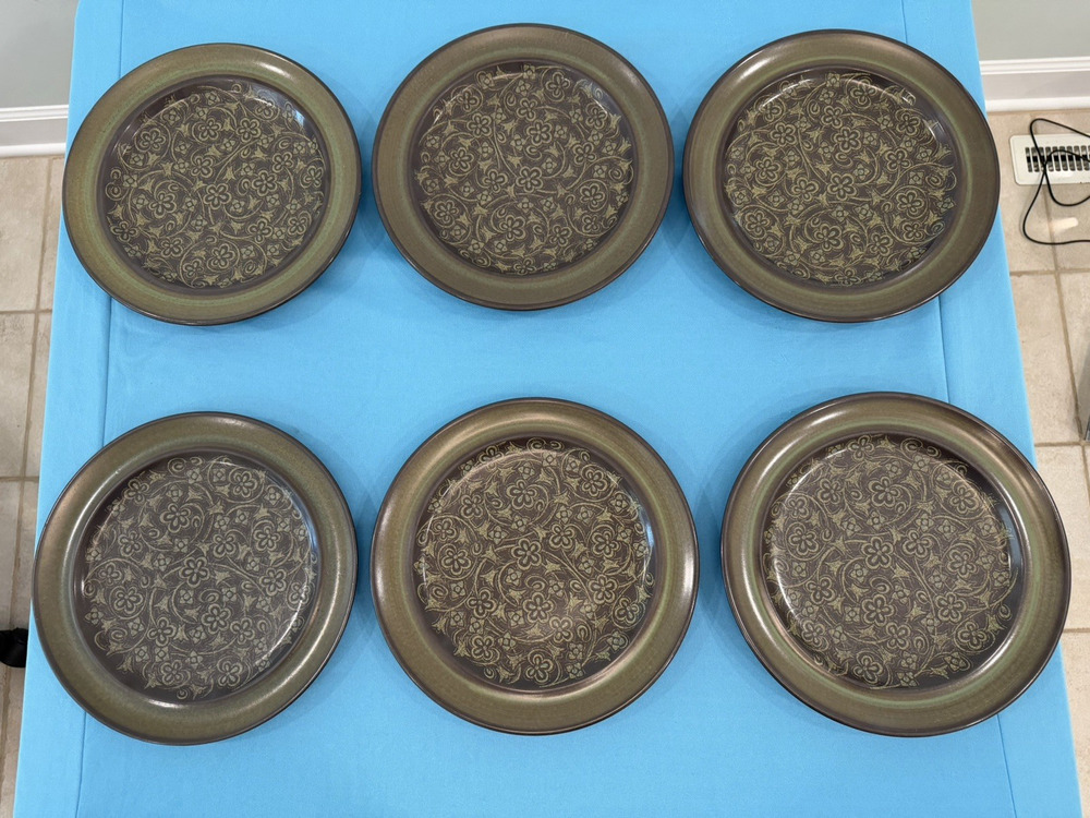 Set of 6 Vintage Franciscan Earthenware Madeira pattern 10.5" Dinner plates